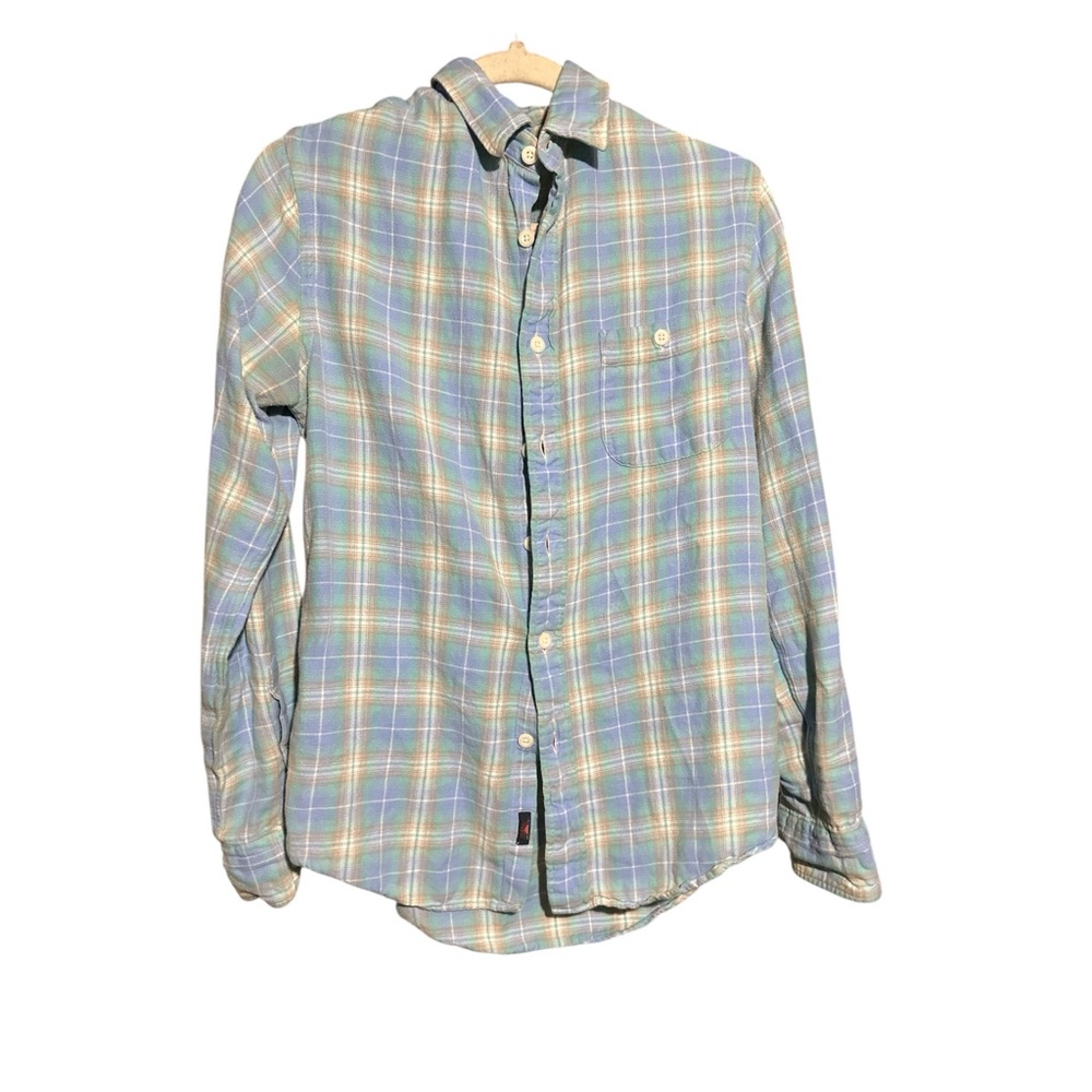 Faherty Blue Plaid Casual Button Down Shirt